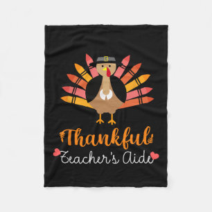 Teacher's Aide Thanksgiving Fall Cute Turkey Penci Fleece Blanket