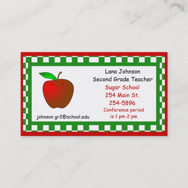 Teachers Apple Business Card (Front)