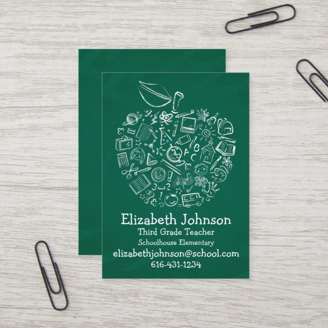 Teachers Apple Business Card (Front/Back In Situ)