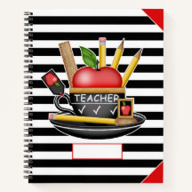 Teacher's Apple Cup Stripes Large Notebook