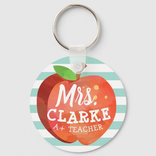Teacher's Apple | Custom Name Keychain (Front)