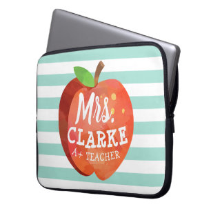 Teacher's Apple   Custom Name Laptop Sleeve