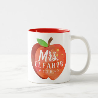 Teacher's Apple | Custom Name Personalized Name Two-Tone Coffee Mug