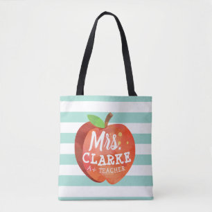 Teacher's Apple   Custom Name Tote Bag
