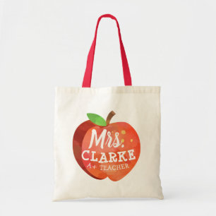 Teacher's Apple Custom Name Tote Bag