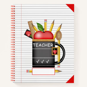 Teacher's Apple Mug Large Notebook