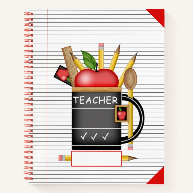 Teacher's Apple Mug Large Notebook (Front)