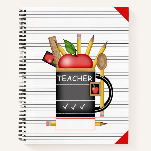 Teacher's Apple Mug Rules Large Notebook (Front)