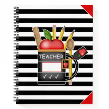 Teacher's Apple Mug Stripes Large Notebook