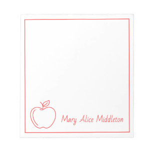 Teacher's Apple Red and White Personalized Notepad