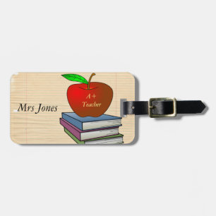 Teacher's Apple Stack of Books Customize Luggage Tag