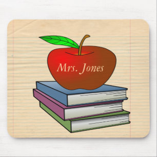 Teacher's Apple Stack of Books Customize Mouse Pad