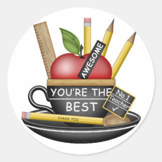 Teacher's Apple Teacup Classic Round Sticker