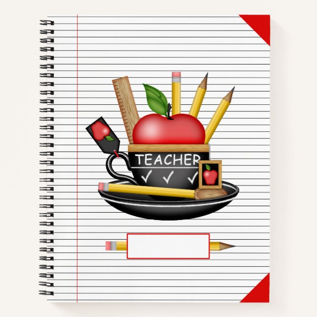 Teacher's Apple Teacup Large Notebook (Front)