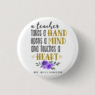 Teacher's Appreciation Personalized Gift in Gold   1 Inch Round Button