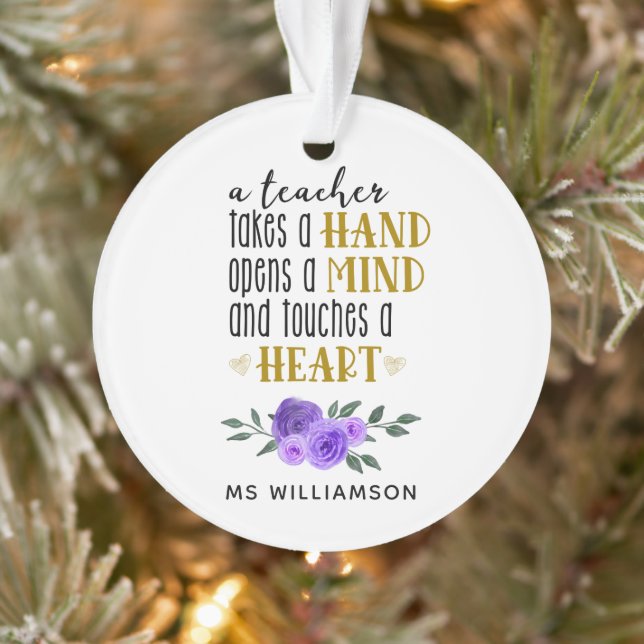 Teacher's Appreciation Personalized Gift in Gold   Ornament (Tree)