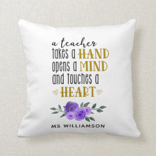 Teacher's Appreciation Personalized Gift in Gold Throw Pillow
