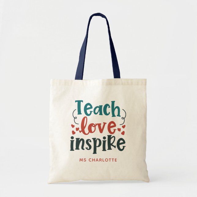 Teacher's Appreciation Personalized Tote Bag Gift (Front)