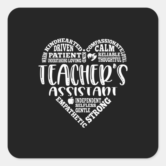 Teacher's assistant, aide, teachers aid square sticker (Front)