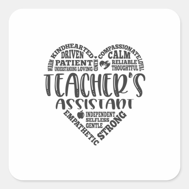 Teacher's assistant, aide, teachers aid square sticker (Front)