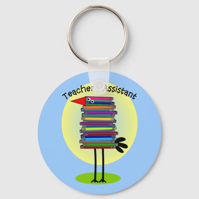 Teacher's Assistant "Book Bird" Design Keychain (Front)