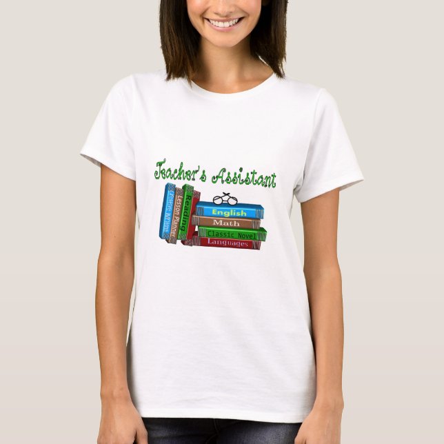 Teacher's Assistant Gifts "Stack of Books" T-Shirt (Front)