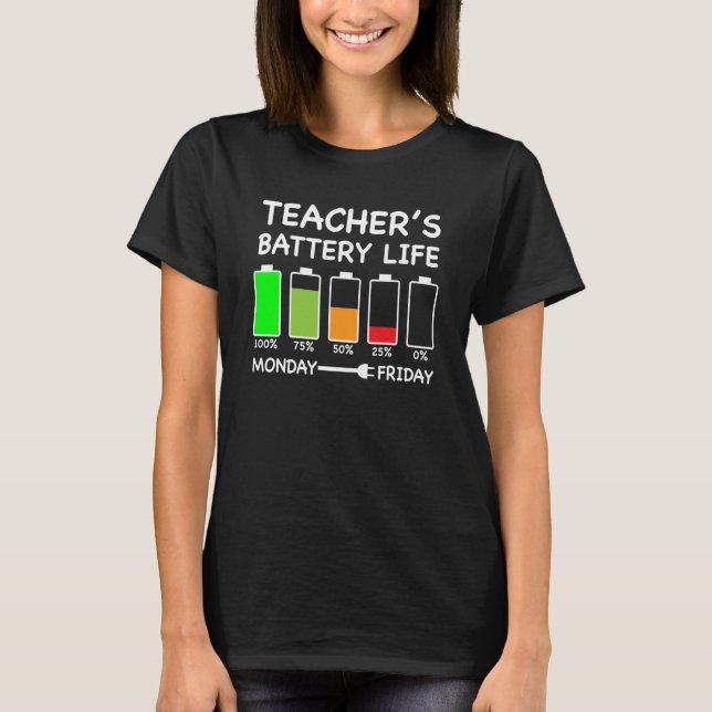 Teacher's Battery Life Teacher T-Shirt (Front)