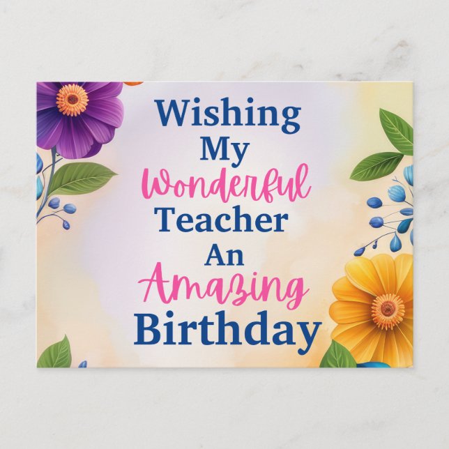 Teachers Birthday Postcard (Front)