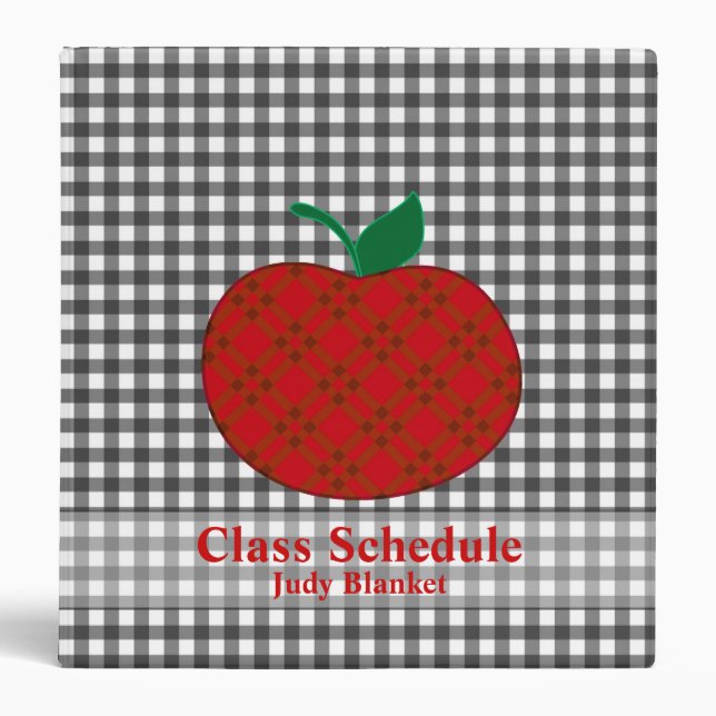Teacher's Black & White Chequered Custom Binder (Front)