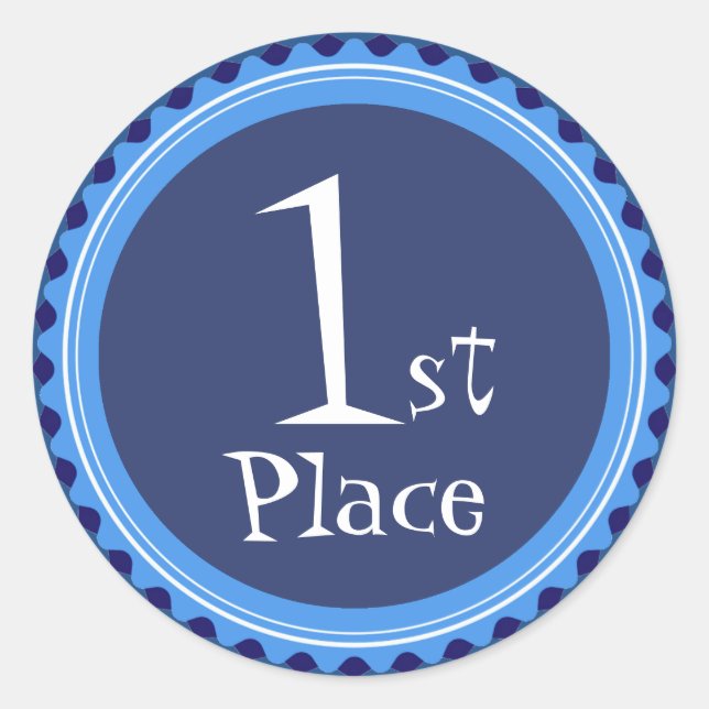 Teacher's Blue First Place Award Stickers (Front)