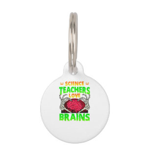 Teachers Brains Skeleton Hand Heart Halloween Pet Tag