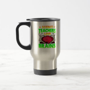 Teachers Brains Skeleton Hand Heart Halloween Travel Mug