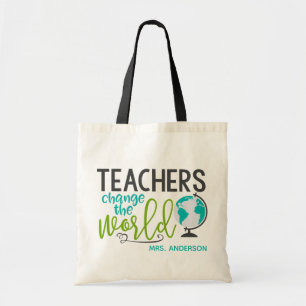 Teachers Change The World School Personalized Name Tote Bag