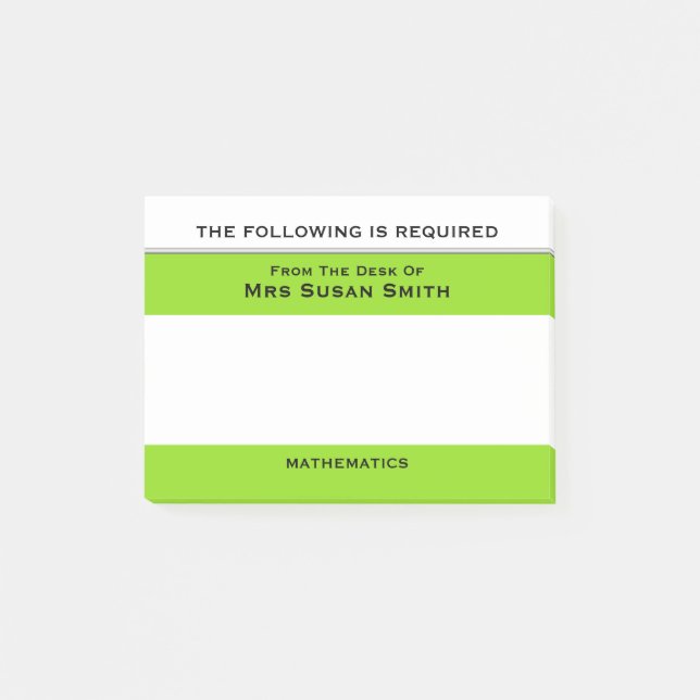 Teachers class notes Green | Personalize (Front)