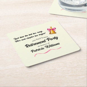 Teachers Classic School Bell Retirement Party Square Paper Coaster
