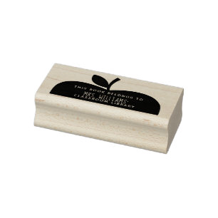 Teacher's Classroom Library Apple Silhouette Rubber Stamp