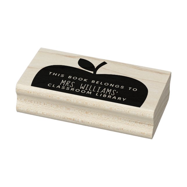 Teacher's Classroom Library Apple Silhouette Rubber Stamp (Stamp)