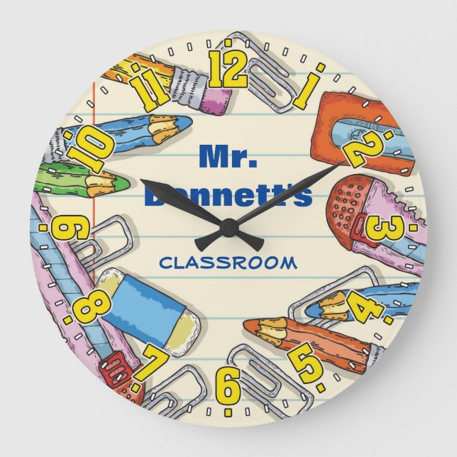 Teacher's Classroom Personalizable Clock (Front)
