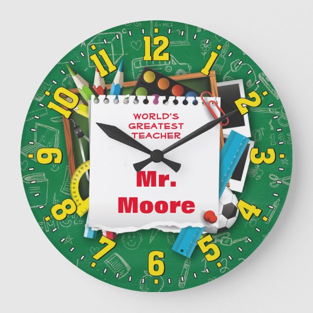 Teacher's Classroom Personalizable Clock (Front)