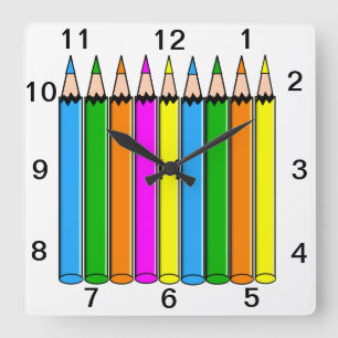 Teacher's Coloured Pencils Clock