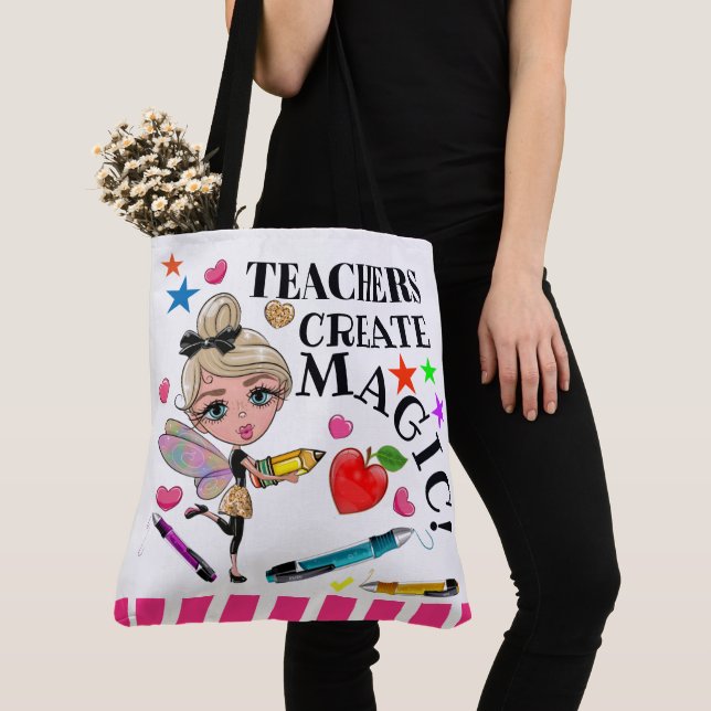 Teachers Create Magic - See Back - Tote Bag (Close Up)
