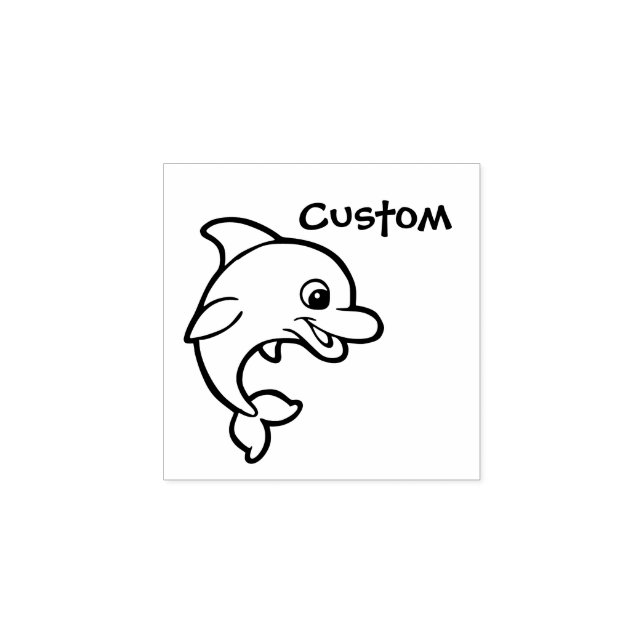 Teacher's customizable stamp - Cartoon Dolphin (Imprint)