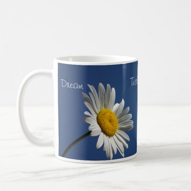 Teachers daisy mug, motivational customizable coffee mug (Left)