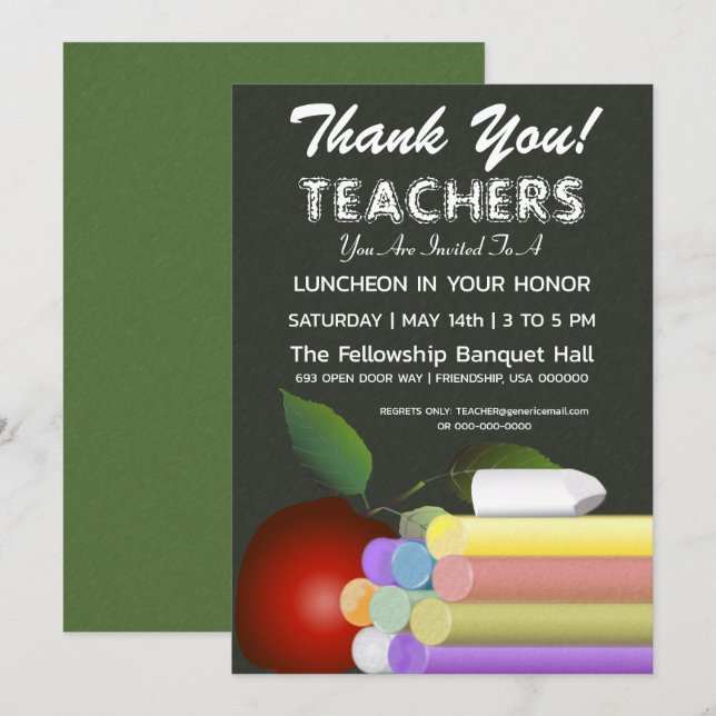 Teachers Day | Teacher Appreciation Invitations (Front/Back)