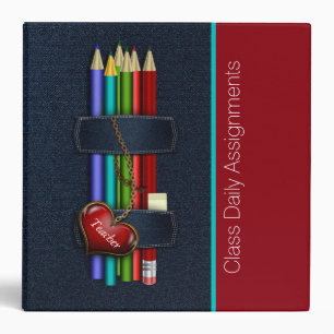 Teacher's Denim and Pencils Custom Organizer Binder
