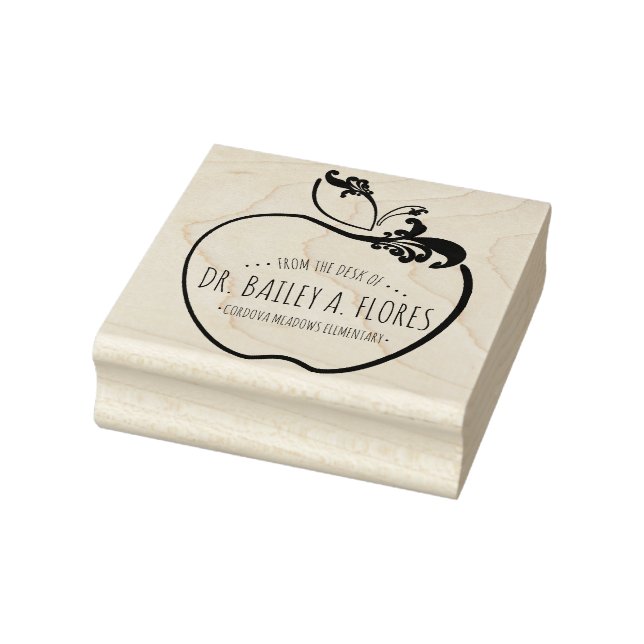 teachers desk flourish apple stamp (Stamp)
