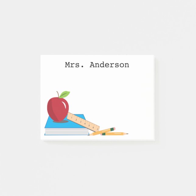 Teacher's Desk Personalized Sticky Note Pad (Front)