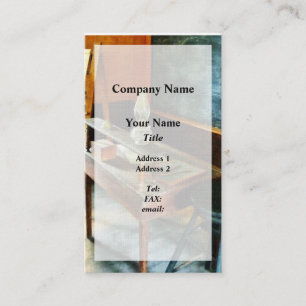 Teacher's Desk with Hurricane Lamp Business Card