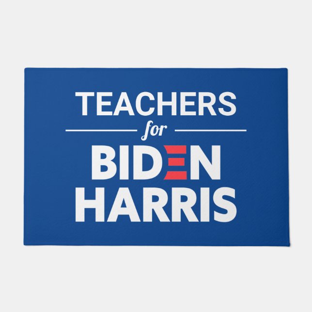 Teachers for Biden Harris Custom Text Blue Doormat (Front)