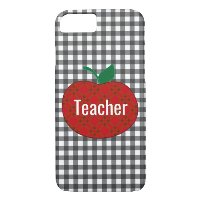 Teacher's Gingham Apple iPhone 8 case (Back)